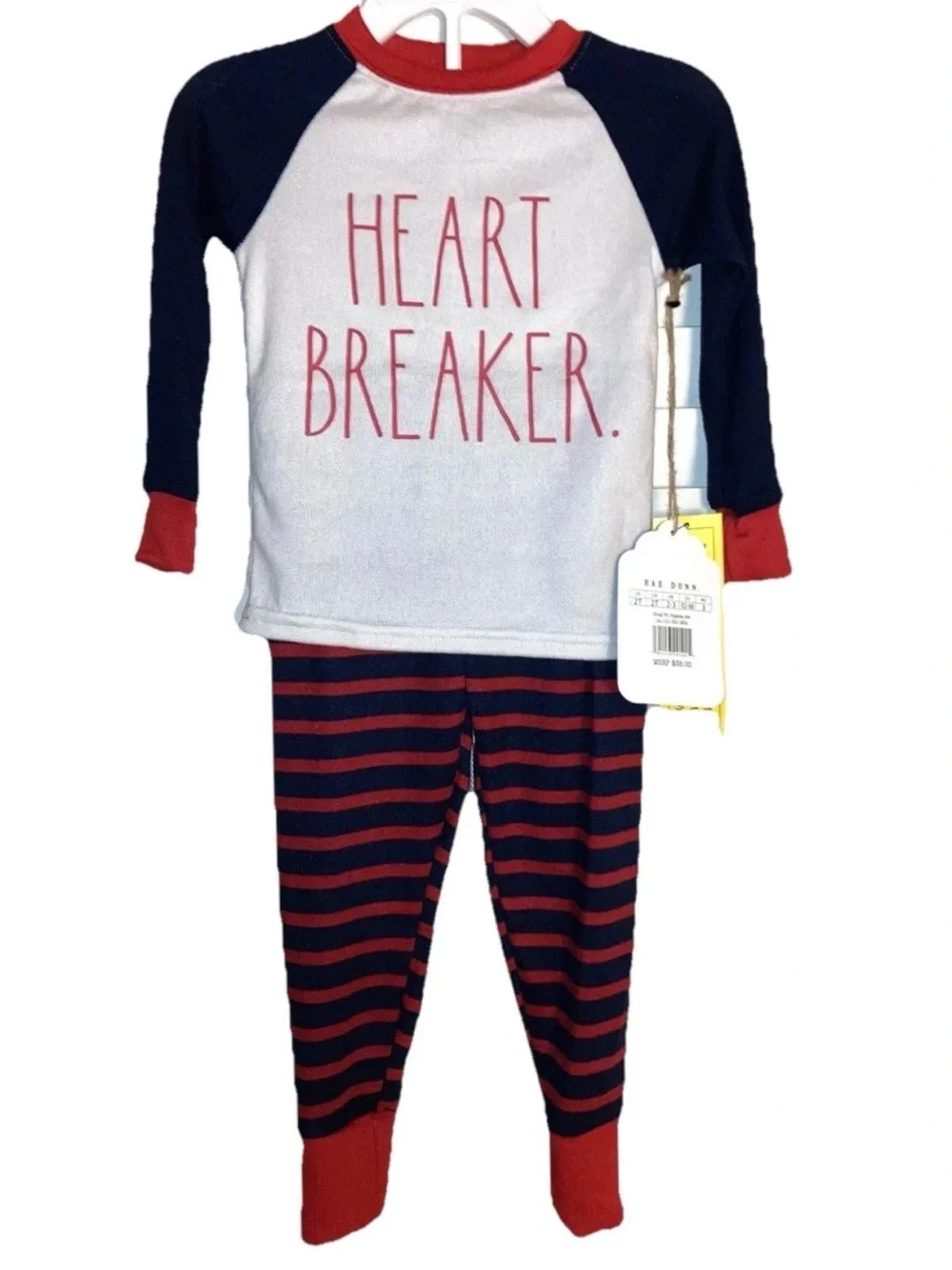 Super Soft Toddler 2T Heartbreaker Pajamas 2-Piece Striped PJ Set New With Tags